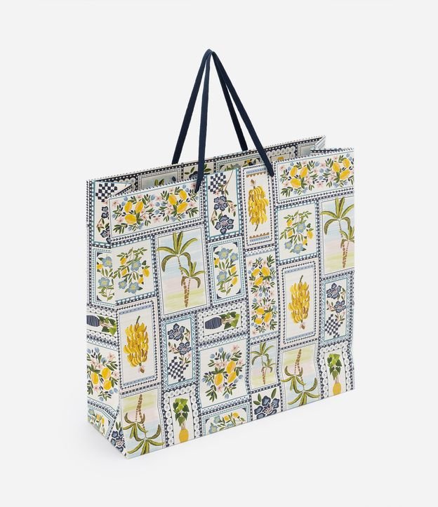 Embalagem de Presente Grande com Estampa de Azulejos Floriados