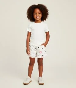 Short Infantil com Babadinho e Estampa de Flores - Tam 1 a 5 Anos