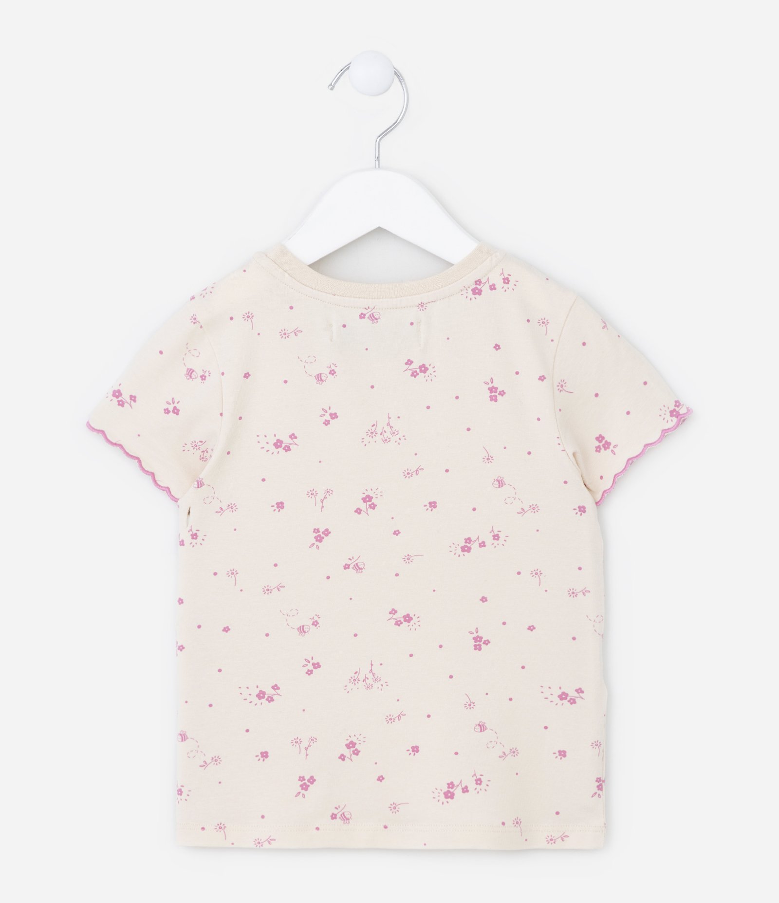 Blusa Infantil com Bolsinho e Estampa Floral - Tam 1 a 5 Anos Bege 2