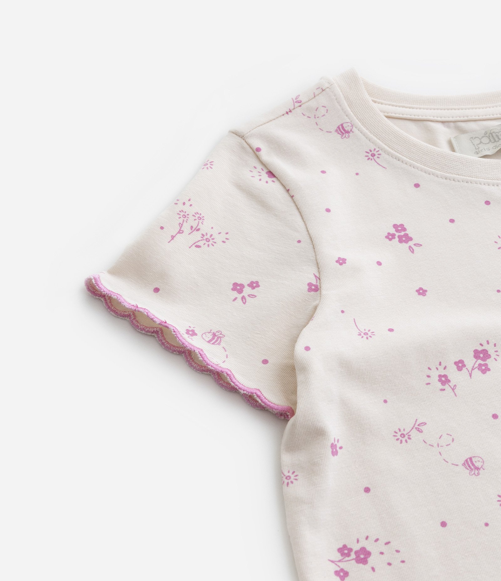 Blusa Infantil com Bolsinho e Estampa Floral - Tam 1 a 5 Anos Bege 4