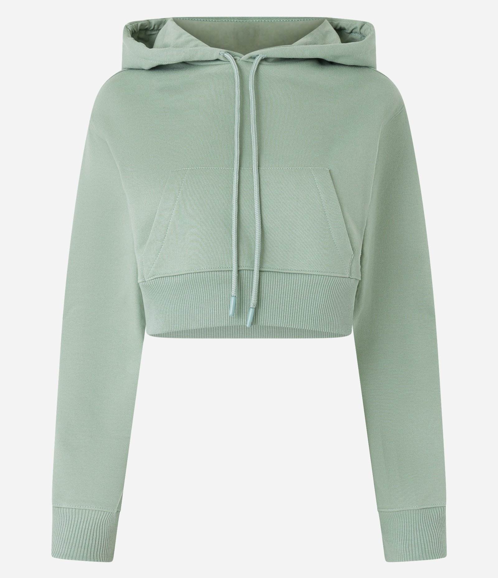 Blusão Cropped em Moletom com Forro Fleece e Capuz Verde 6