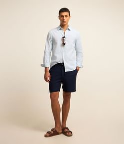 Bermuda Slim em Viscolinho Cordão e Bolsos