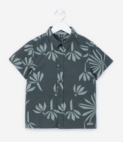 Camisa Infantil com Estampa Folhagens - Tam 5 a 14 Anos