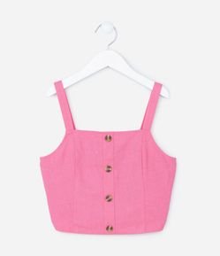 Blusa Cropped Infantil em Viscose com Lastex e Alças Finas - Tam 5 a 14 anos