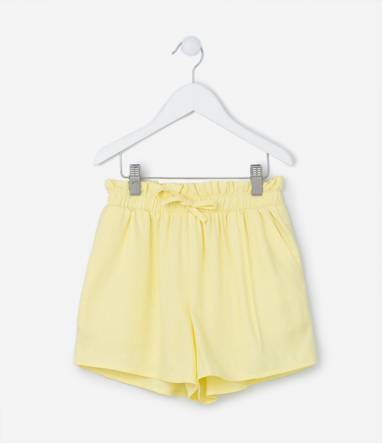 Short Clochard Infantil em Viscose com Amarração - Tam 5 a 14 anos Amarelo 2