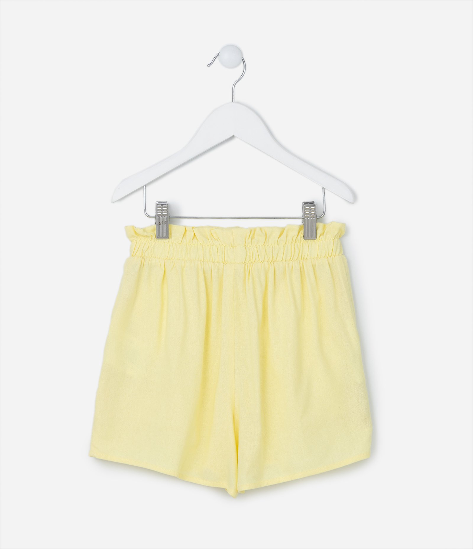 Short Clochard Infantil em Viscose com Amarração - Tam 5 a 14 anos Amarelo 3