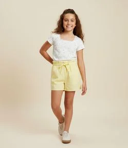 Short Clochard Infantil em Viscose com Amarração - Tam 5 a 14 anos