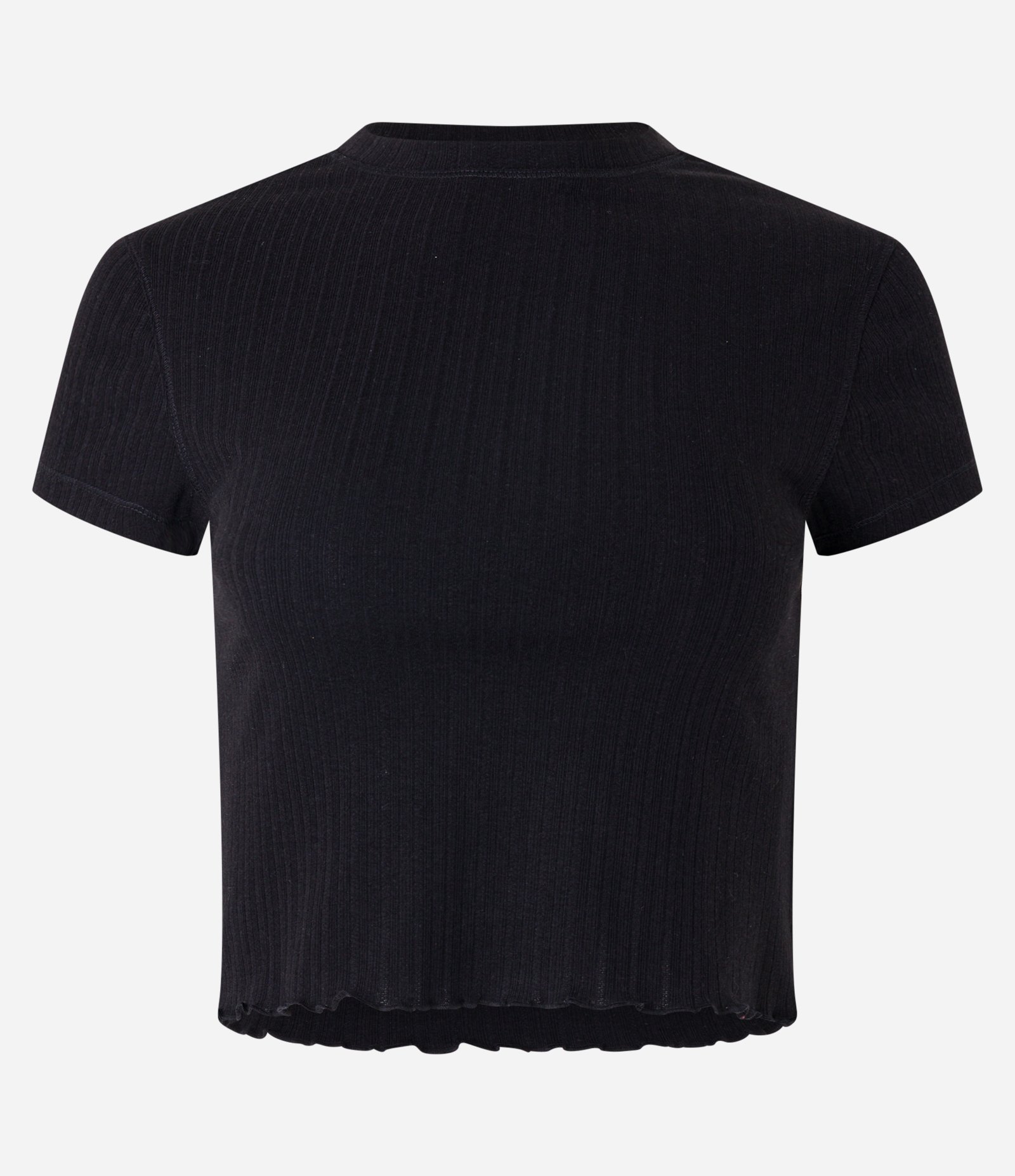 Blusa em Ribana Texturizada e Frufru na Barra Preto 5