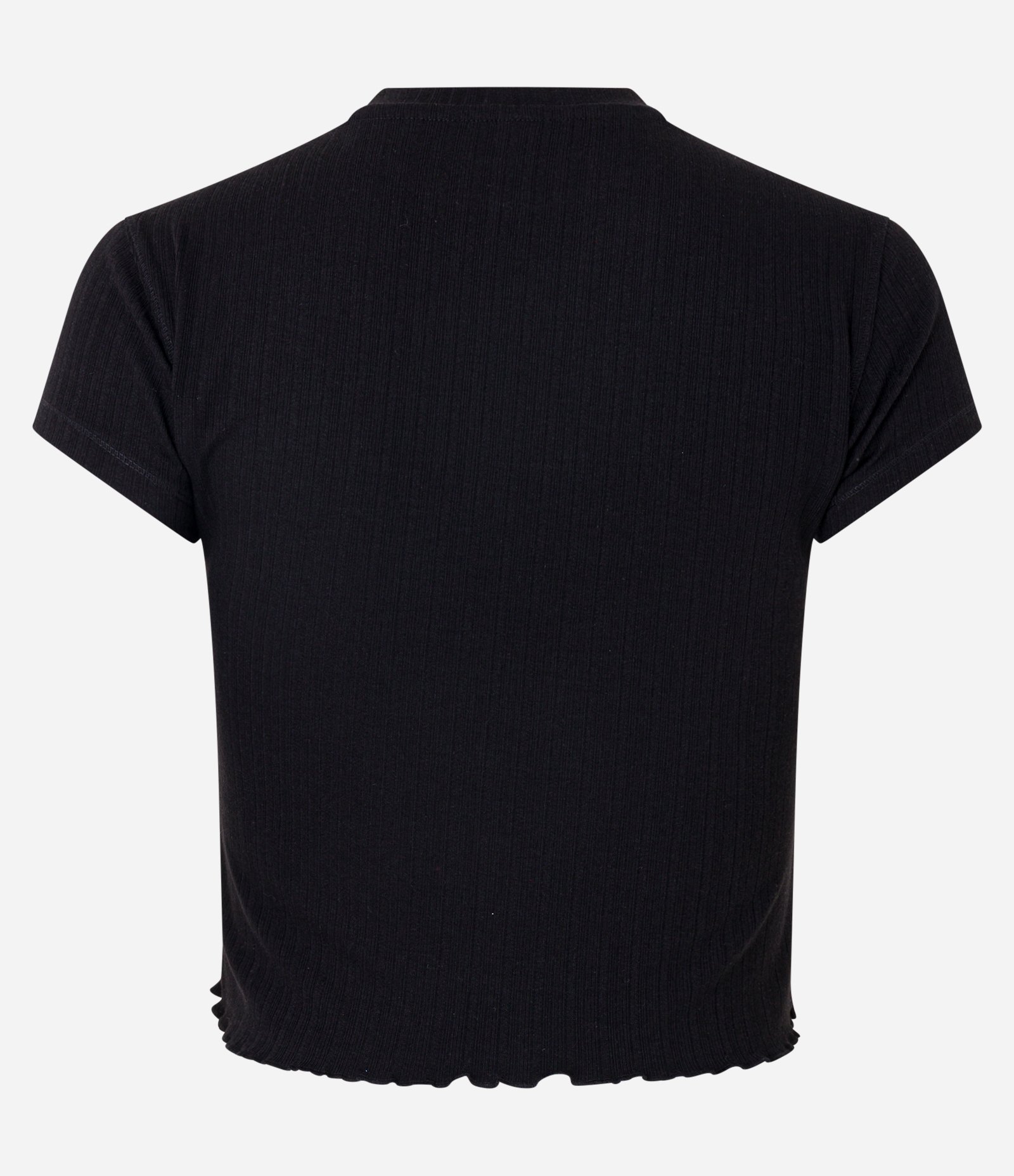 Blusa em Ribana Texturizada e Frufru na Barra Preto 7