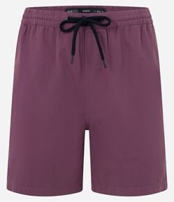 Bermuda Regular em Sarja com Elástico no Cós e Cordão