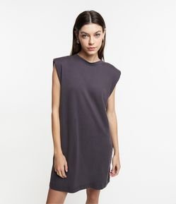 Vestido T-shirt Curto em Algodão com Ombreira