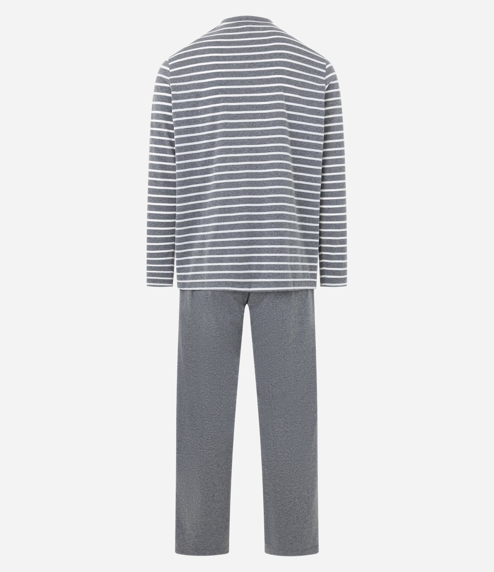Pijama Longo em Malha com Camiseta Listrada Cinza/ Branco 6