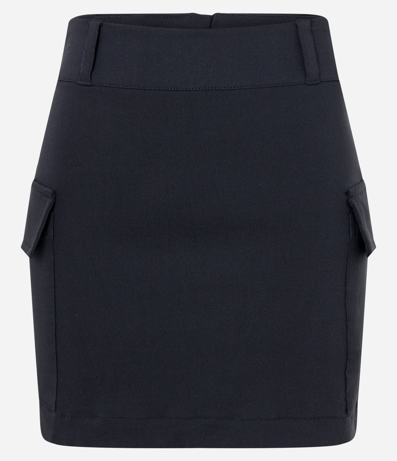 Saia Curta em Bengaline com Bolsos Cargo e Zíper Preto 5
