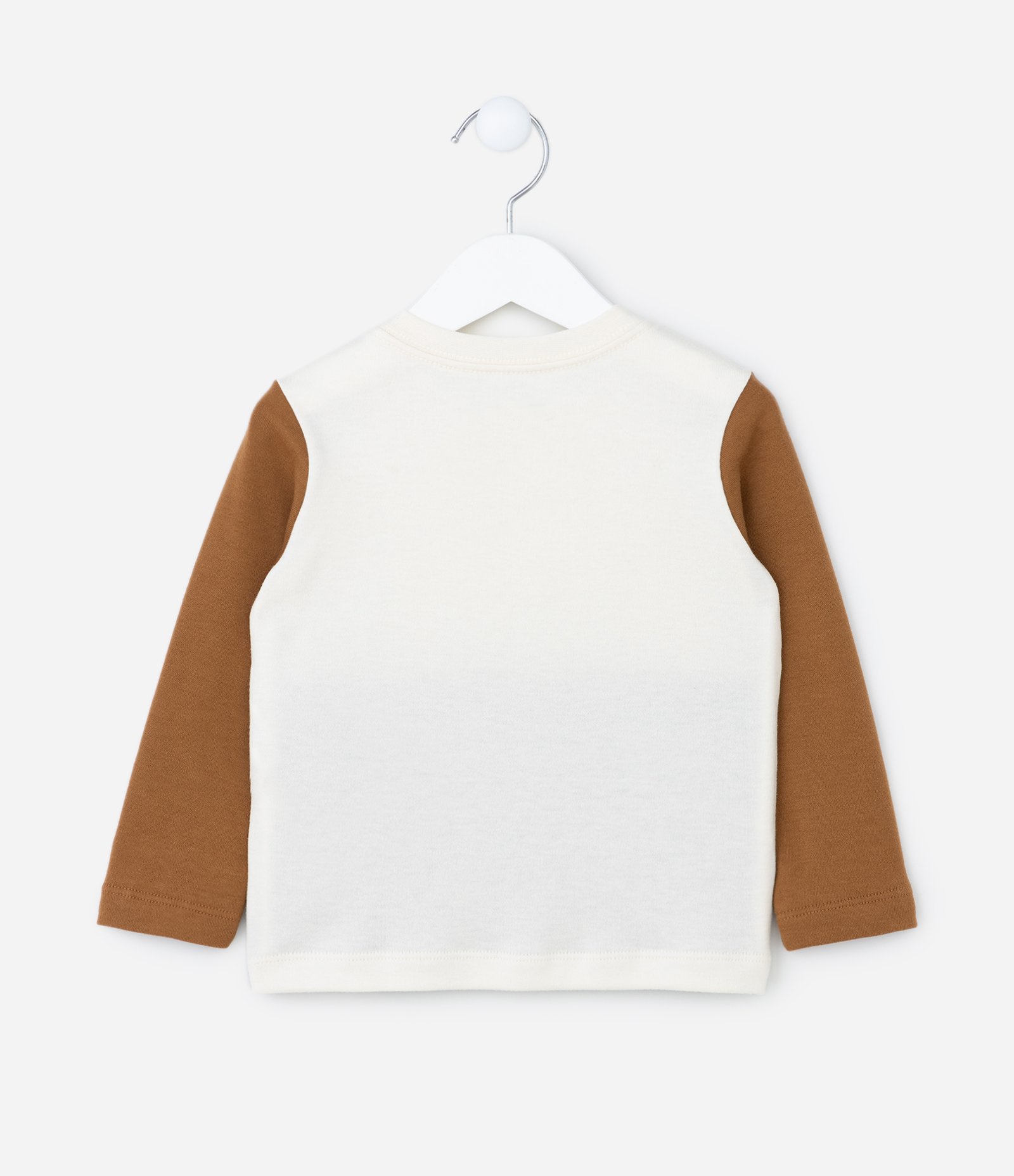 Camiseta Infantil com Recorte em Textura Canelada - Tam 1 a 5 Anos Off White/ Verde/ Marrom 2