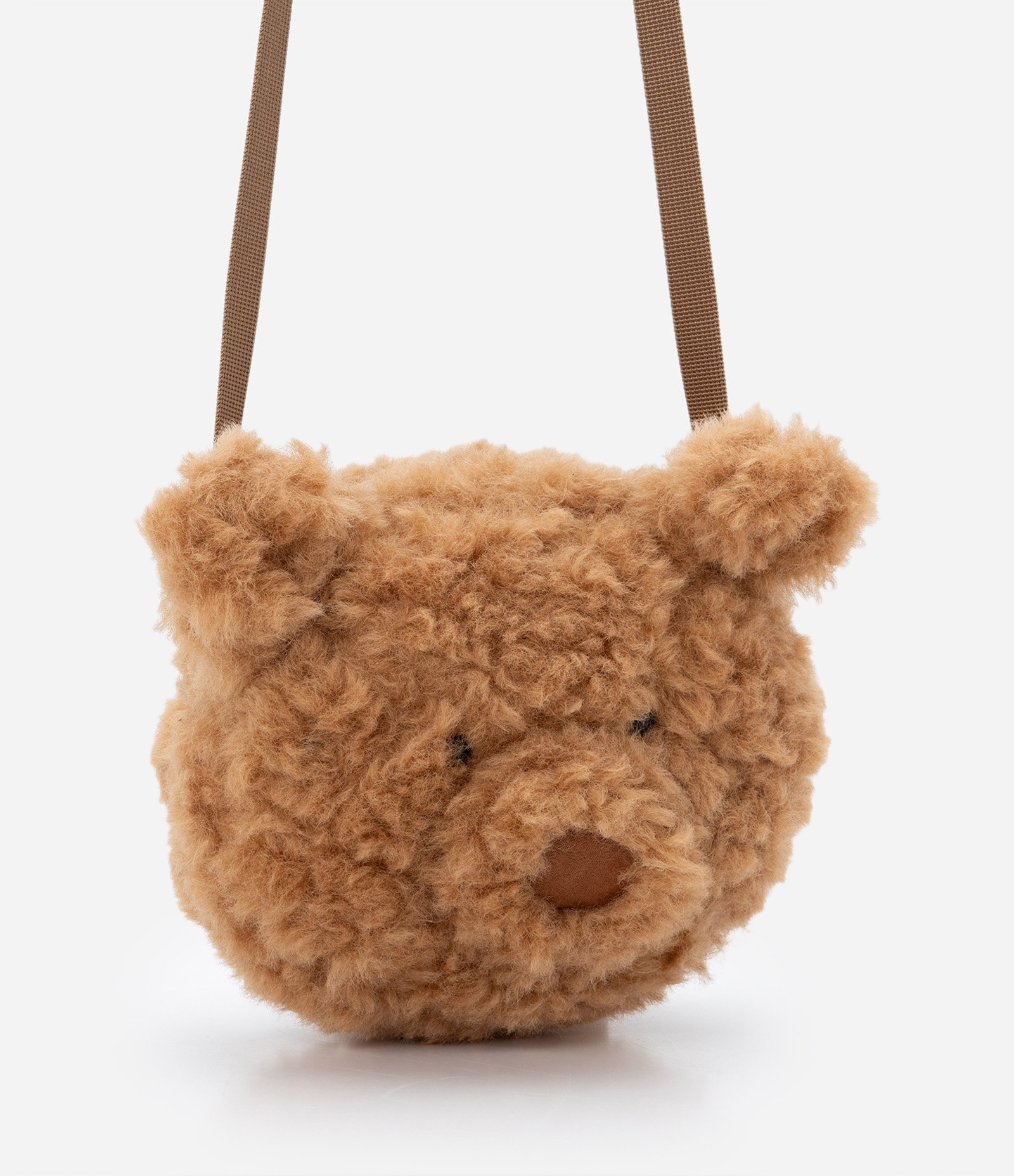 Bolsa Transversal Infantil em Formato de Urso Peludinho - Tam U Marrom 1