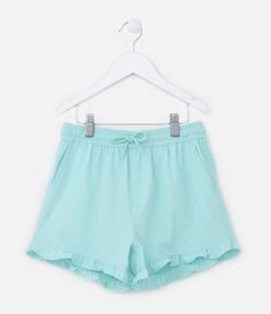 Short Infantil em Microfibra com Babadinhos e Amarração - Tam 5 a 14 Anos