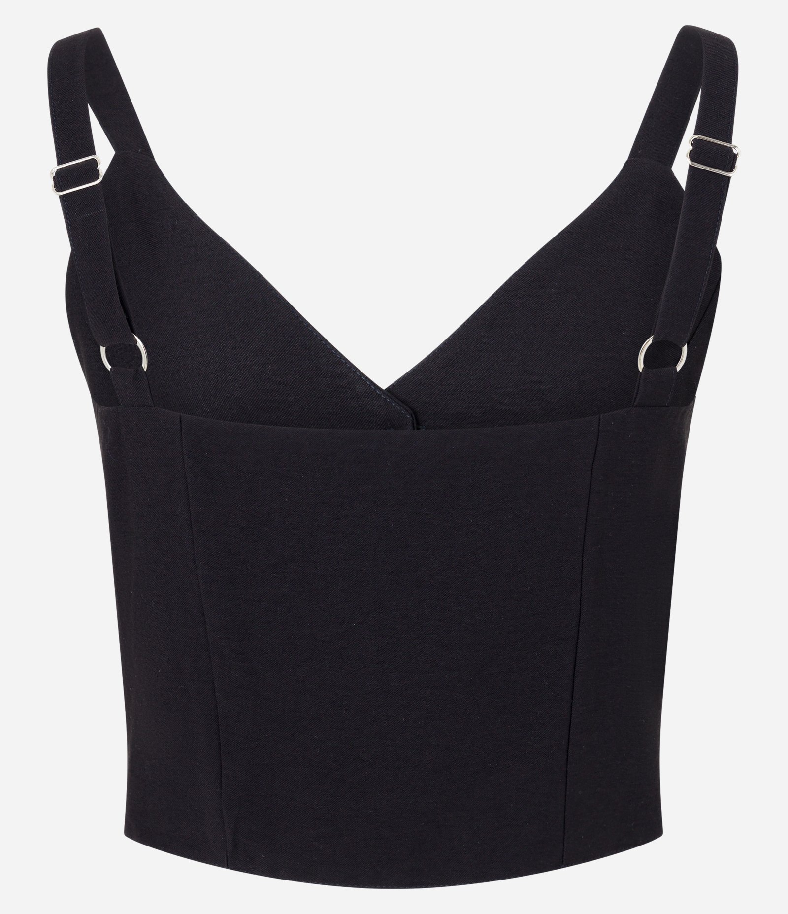 Blusa de Alça Cropped em Alfaiataria com Botões e Bolsos Preto 6