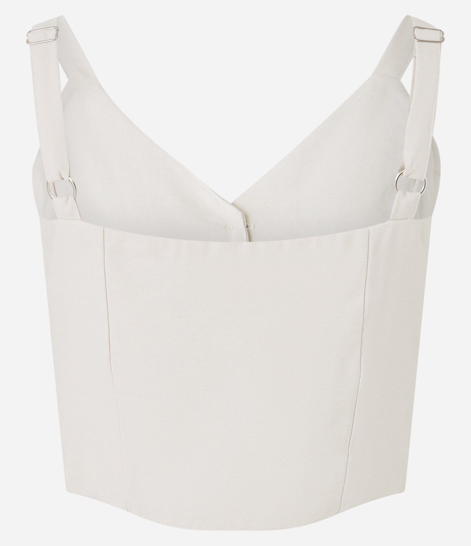 Blusa de Alça Cropped em Alfaiataria com Botões e Bolsos Branco 6