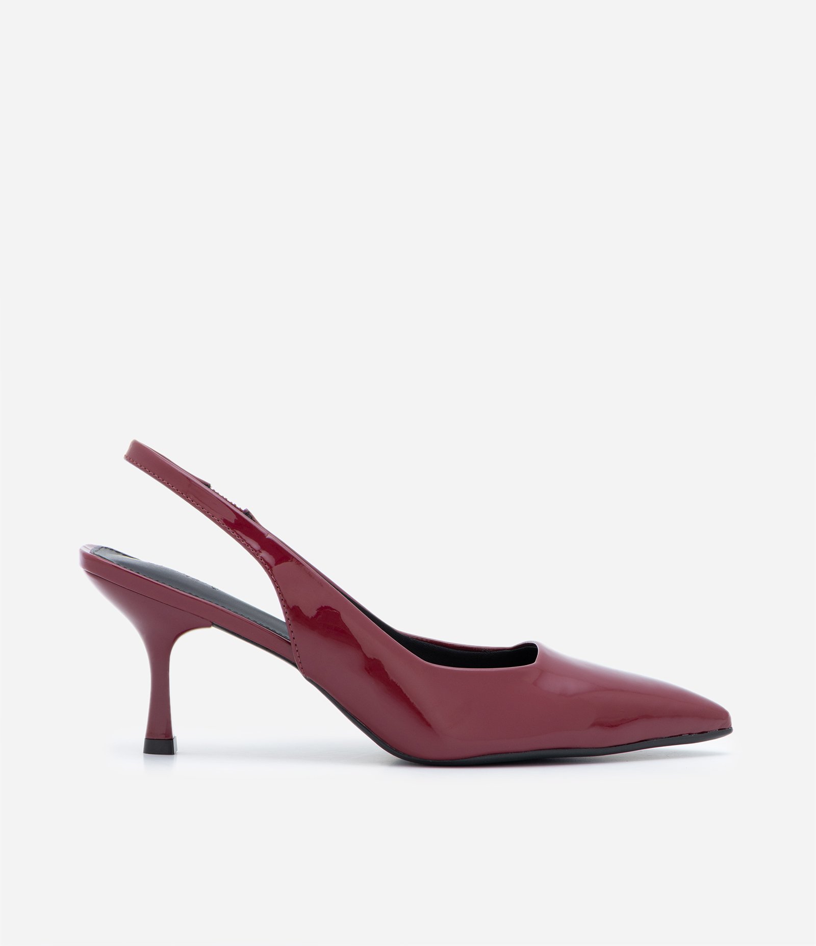 Sapato Scarpin Slingback com Salto Fino Vermelho Vinho 1