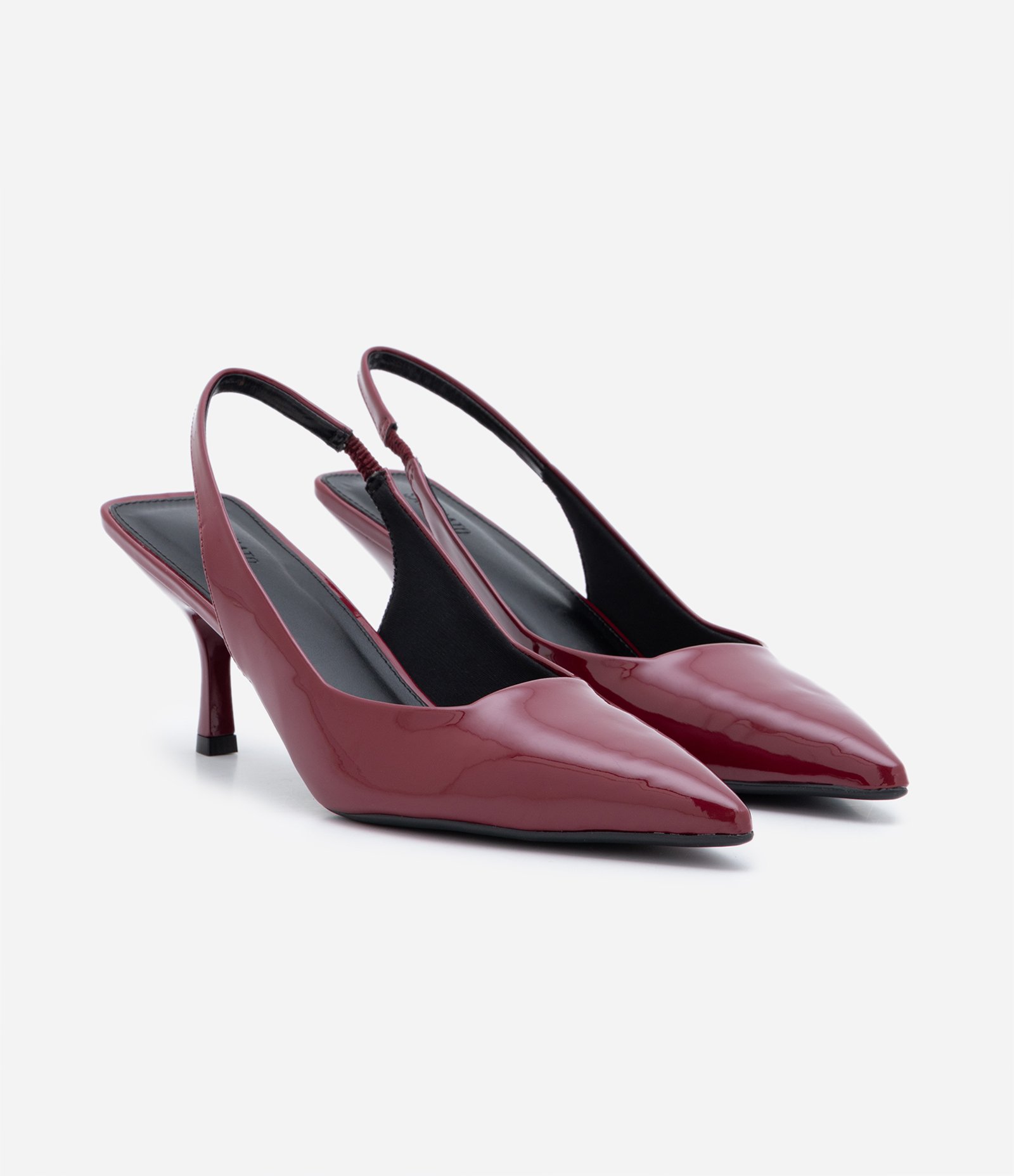 Sapato Scarpin Slingback com Salto Fino Vermelho Vinho 5