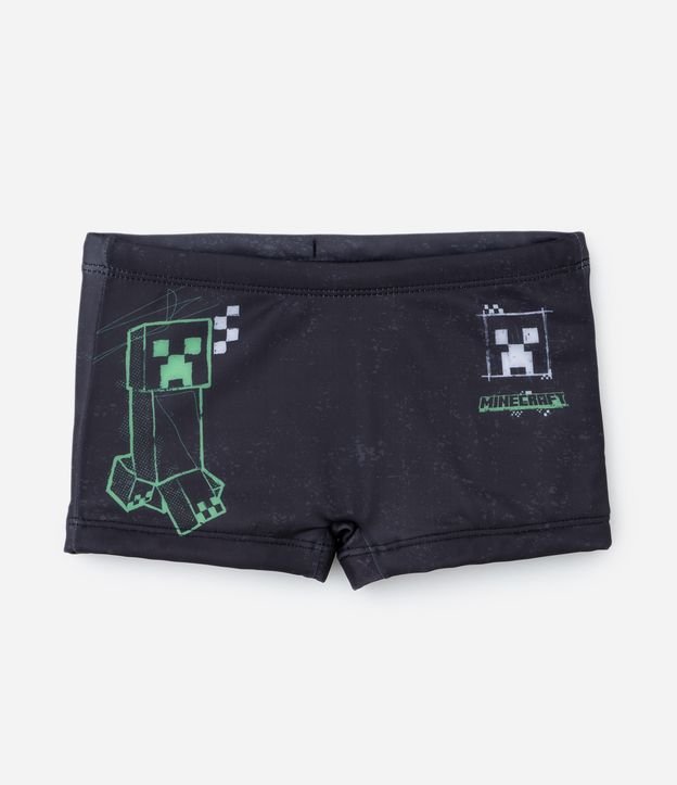 Sunga Boxer Infantil com Proteção UV e Estampa Minecraft - Tam 5 a 14 anos