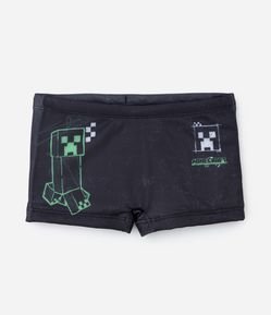 Sunga Boxer Infantil com Proteção UV e Estampa Minecraft - Tam 5 a 14 anos