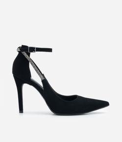 Sapato Scarpin com Tornozeleira de Brilhos