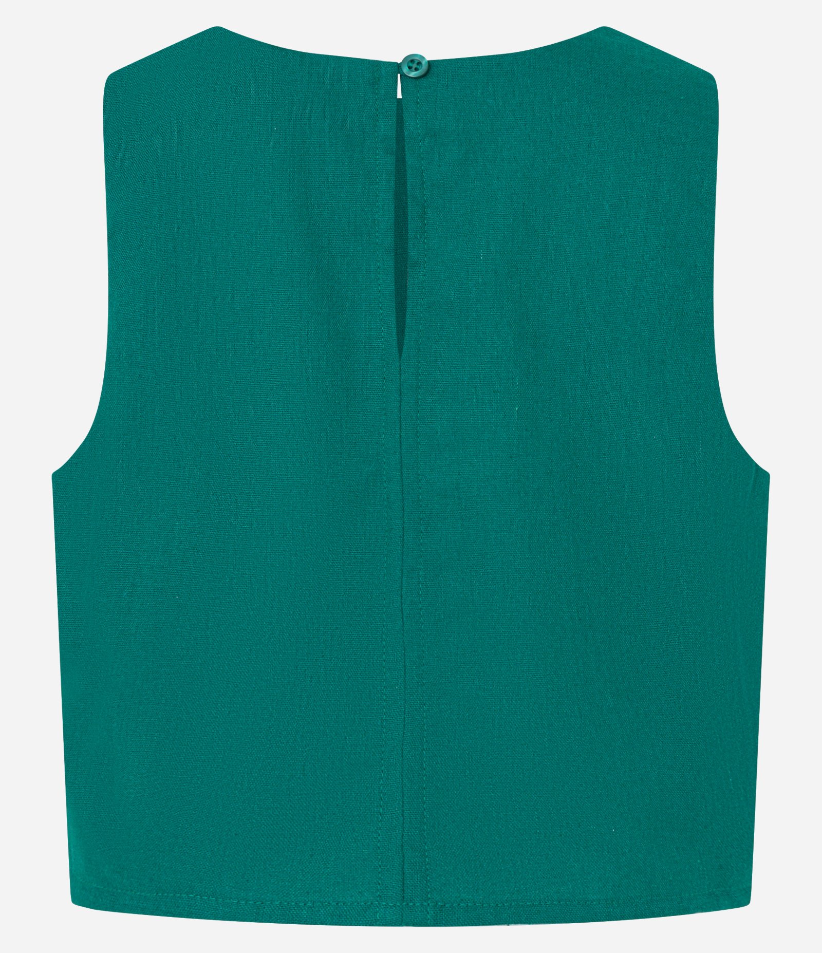 Blusa Cropped sem Manga em Linho com Abertura Gota nas Costas Verde 7