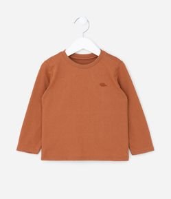 Camiseta Infantil com Textura e Bordado no Peito - Tam 1 a 5 anos