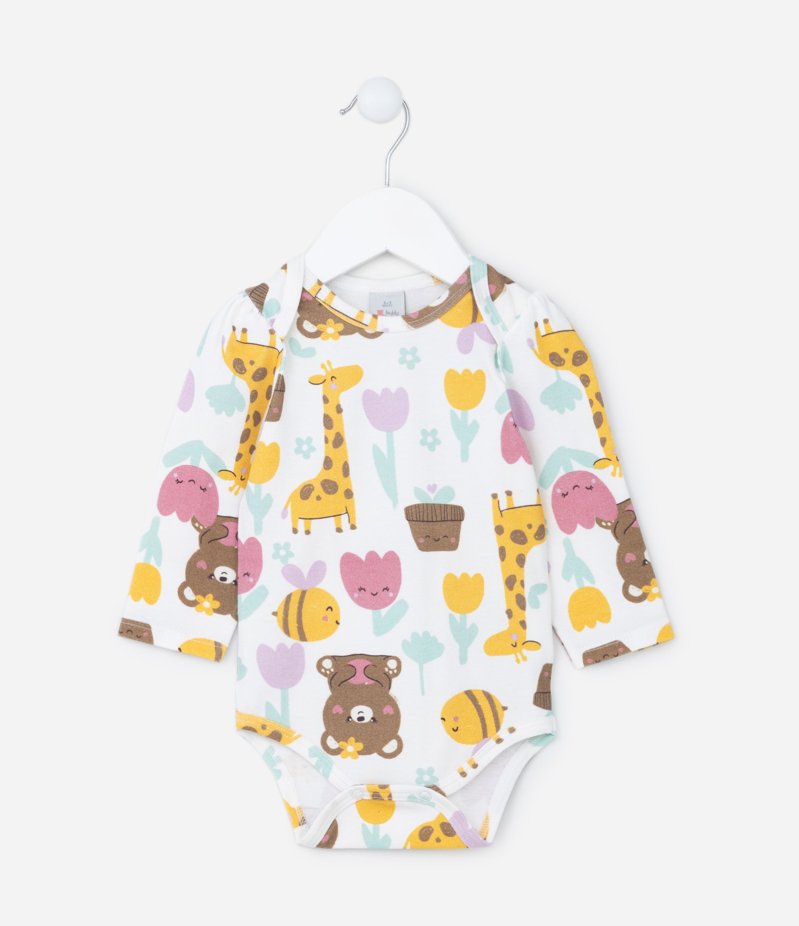 Body Infantil com Estampa Bichinhos Tam 0 a 18 meses Branco Neve