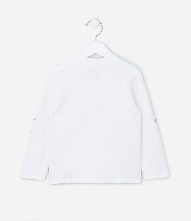Camiseta Infantil Texturizada com Gola Henley - Tam 1 a 5 anos Branco 2