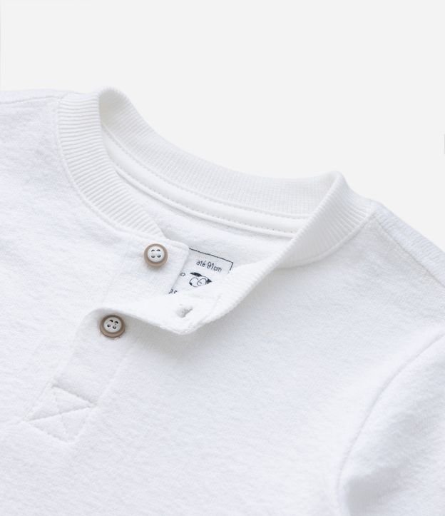 Camiseta Infantil Texturizada com Gola Henley - Tam 1 a 5 anos Branco 4