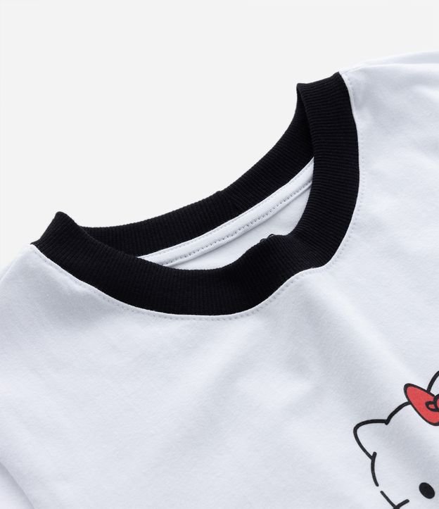 Blusa Cropped em Meia Malha com Estampa Hello Kitty Curve & Plus Size Branco Neve 7