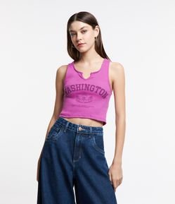 Blusa sem Manga em Ribana com Lettering Washington