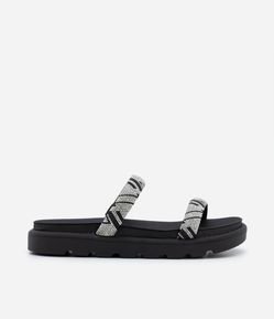 Sandália Rasteira com Tiras de Brilho Vizzano