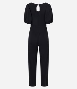 Macacão Longo em Ribana com Manga Bufante