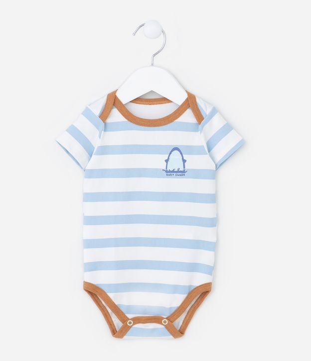 Body Infantil em Algodão com Estampa de Tubarãozinho - Tam 0 a 18 meses