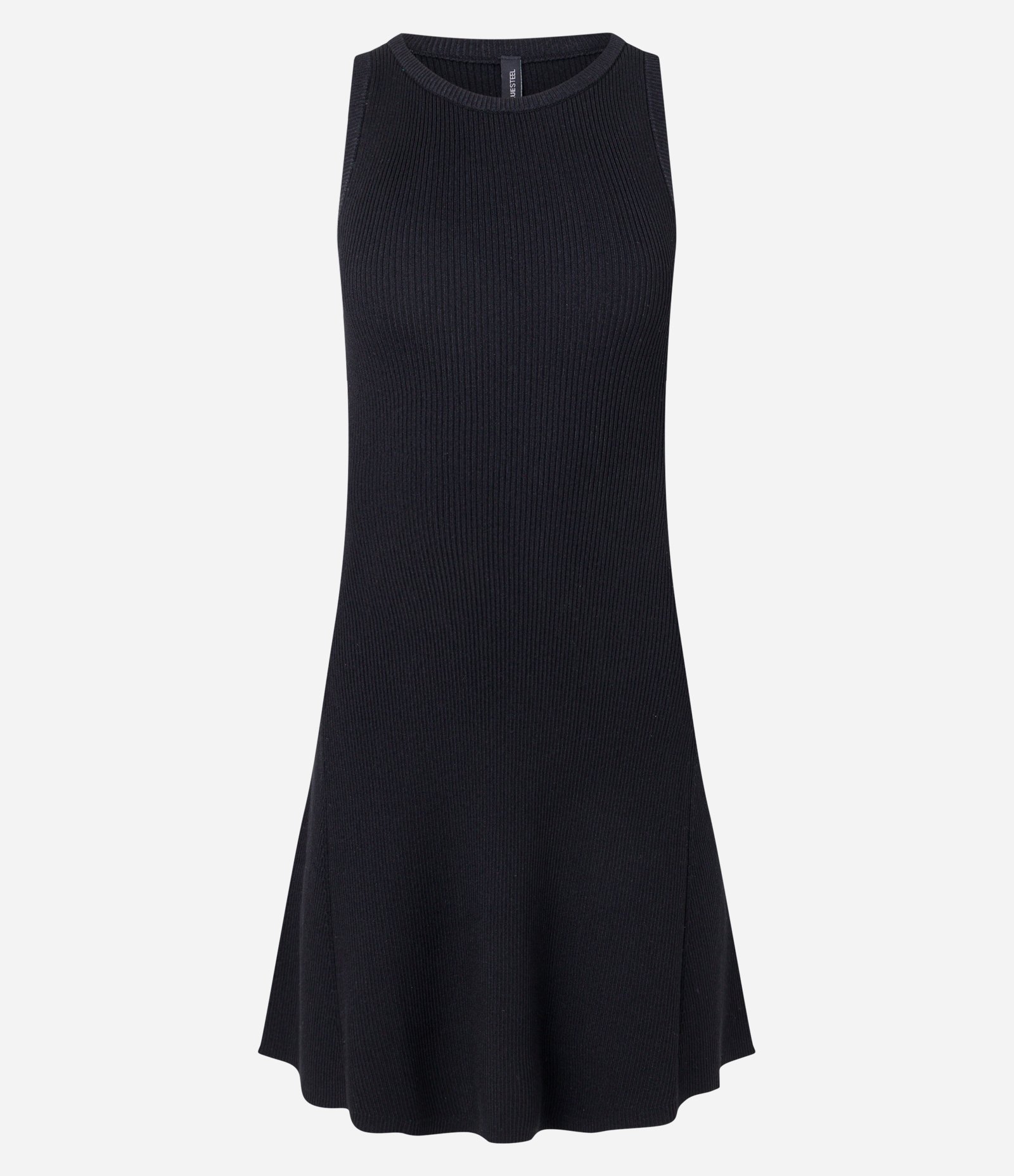 Vestido Evasê Curto em Tricô Caneladinho Preto 4