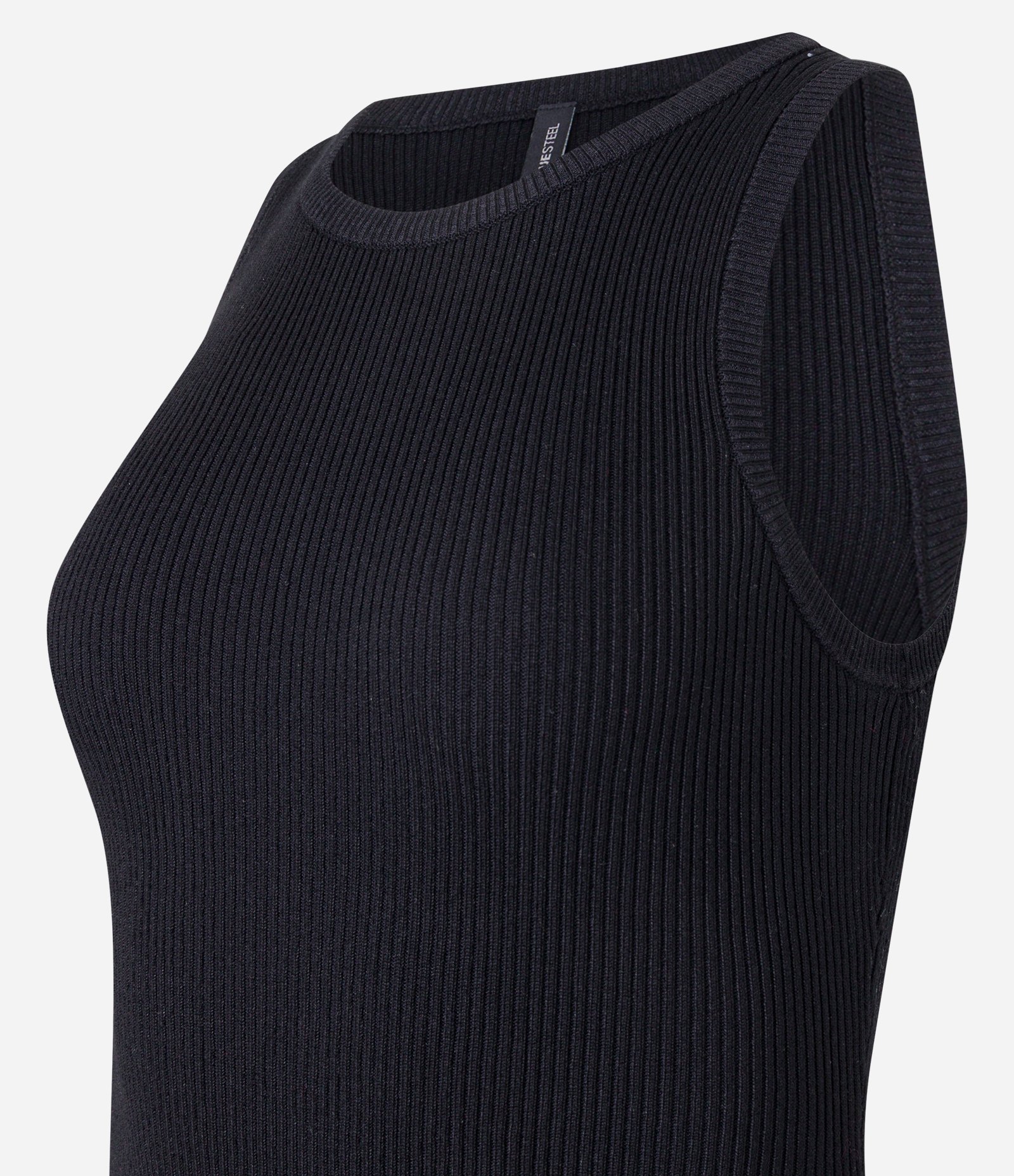 Vestido Evasê Curto em Tricô Caneladinho Preto 5