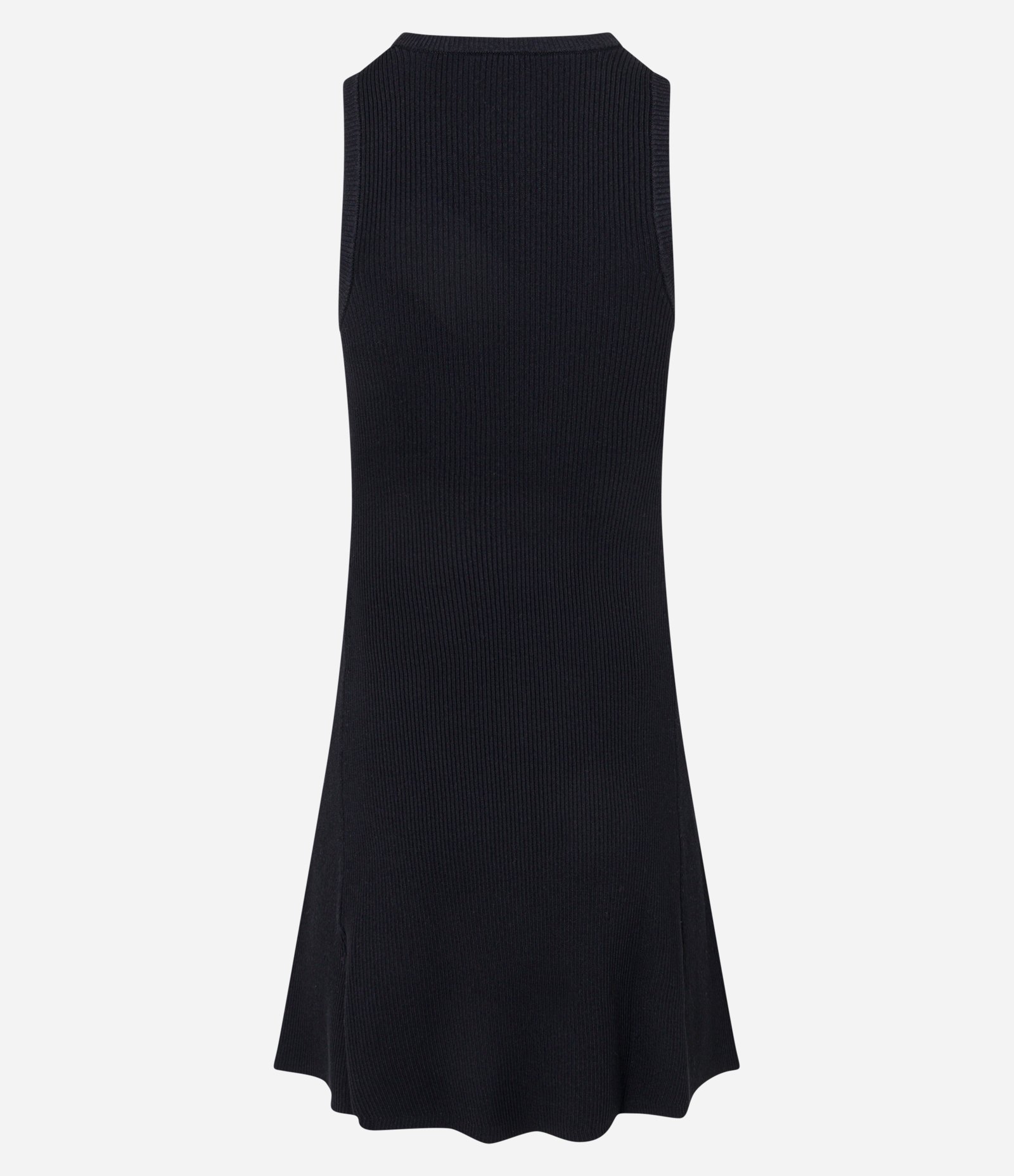 Vestido Evasê Curto em Tricô Caneladinho Preto 6