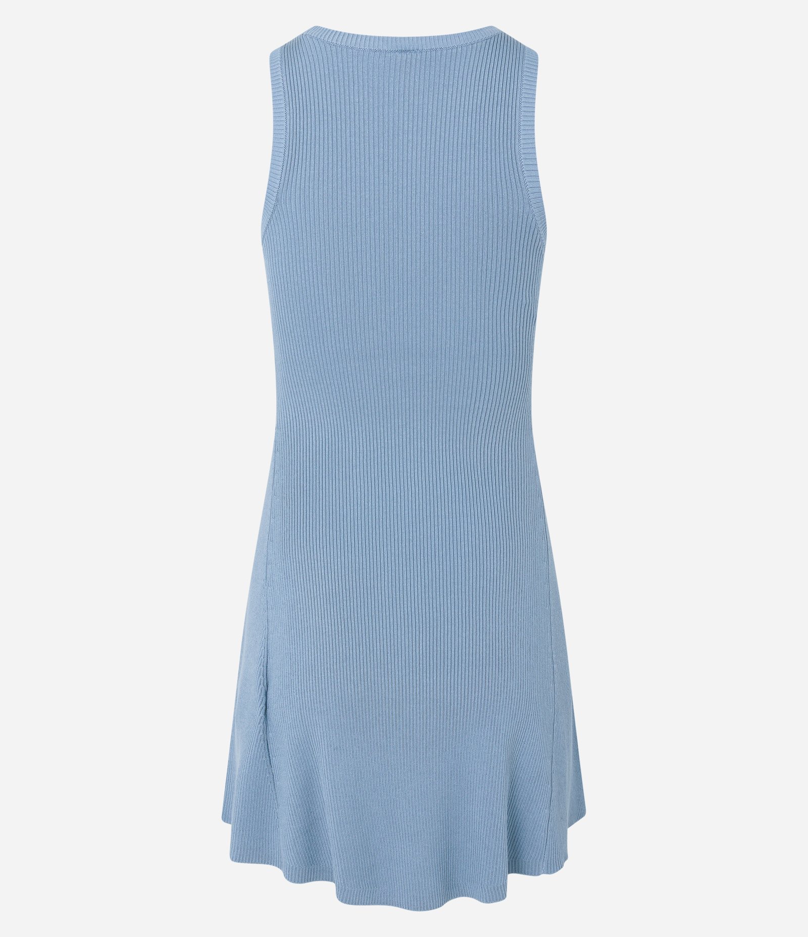 Vestido Evasê Curto em Tricô Caneladinho Azul 6