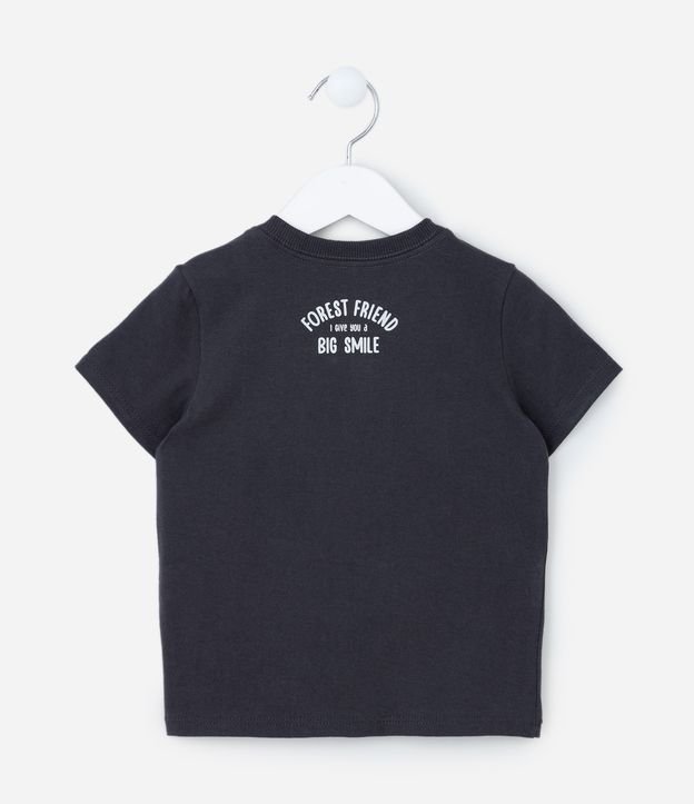 Camiseta Infantil com Bordado de Guaxinim -Tam 1 a 5 anos Cinza 2