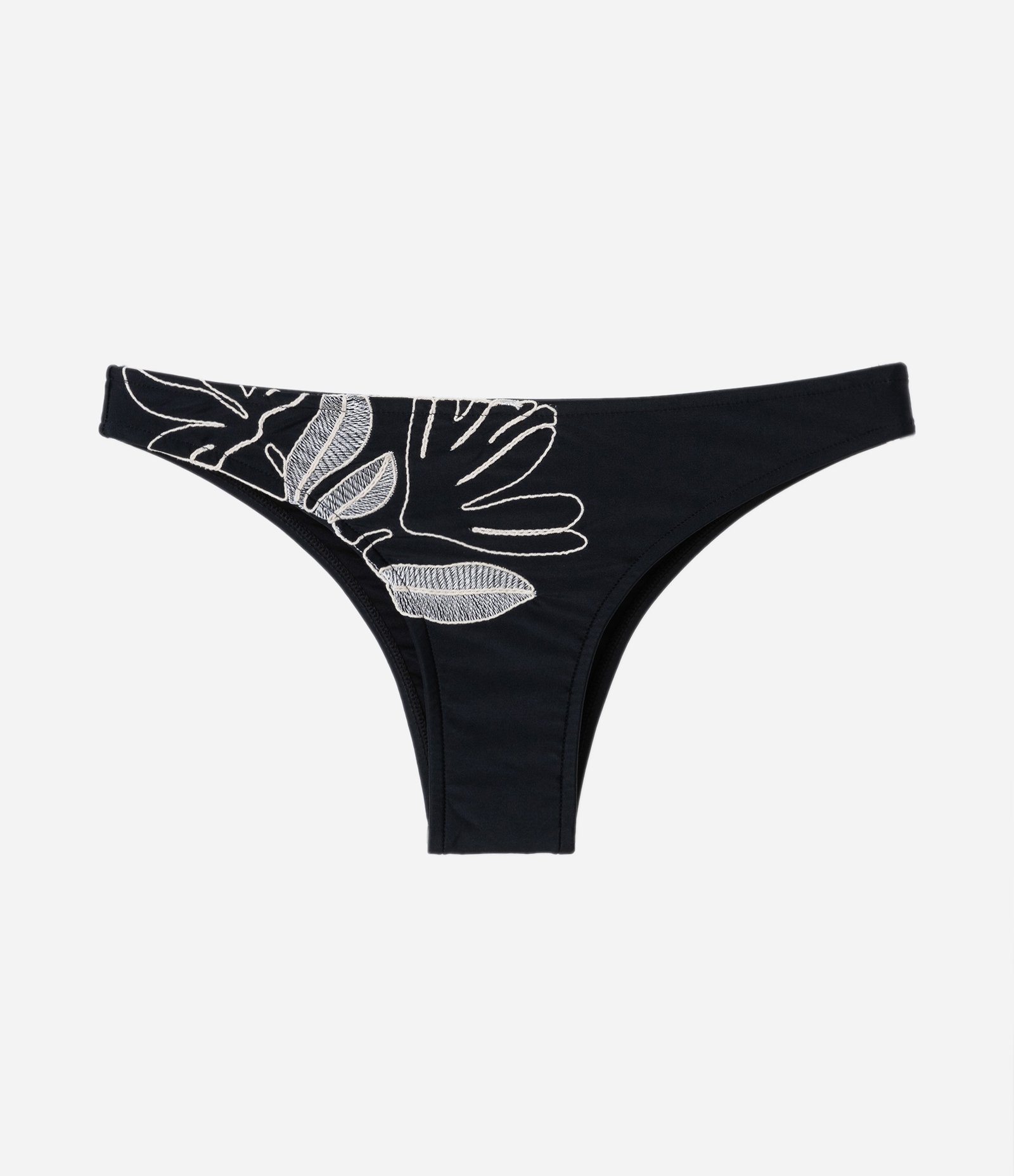 Biquíni Calcinha Básica em Microfibra com Bordado Floral Preto 5