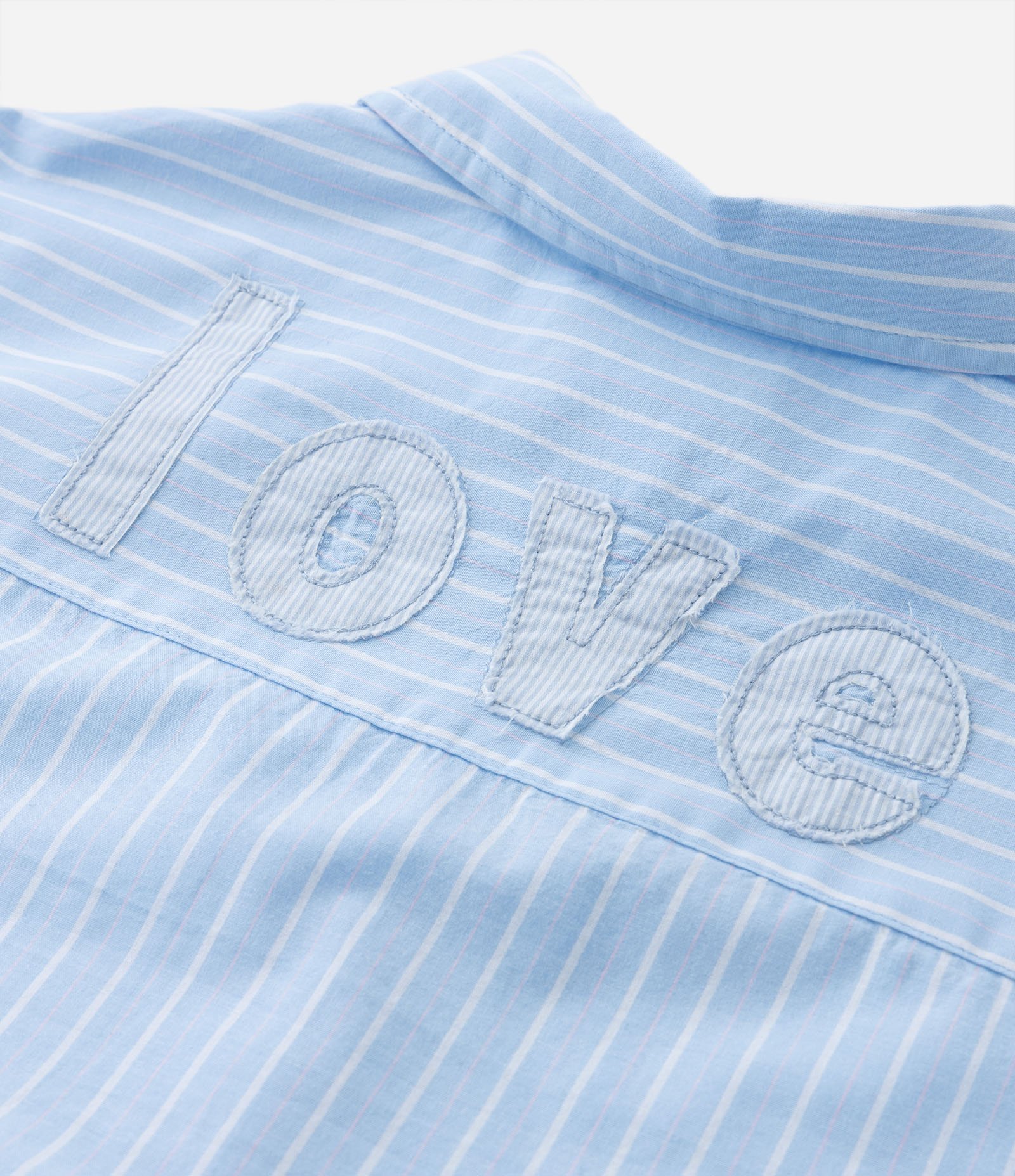 Camisa Infantil Listrada com Patch Love nas Costas - Tam 5 a 14 Anos Azul 5