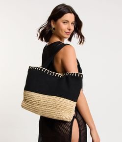 Bolsa de Praia em Palha com Lona e Pespontos