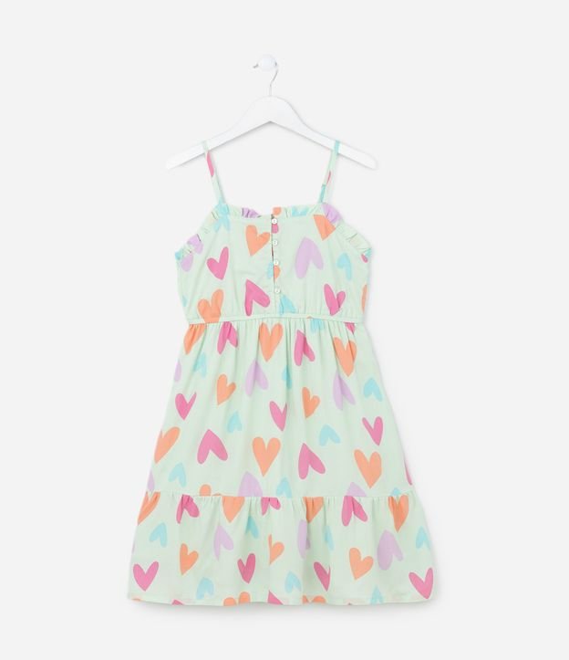 Vestido Infantil em Viscose com Estampa de Corações - Tam 5 a 14 anos