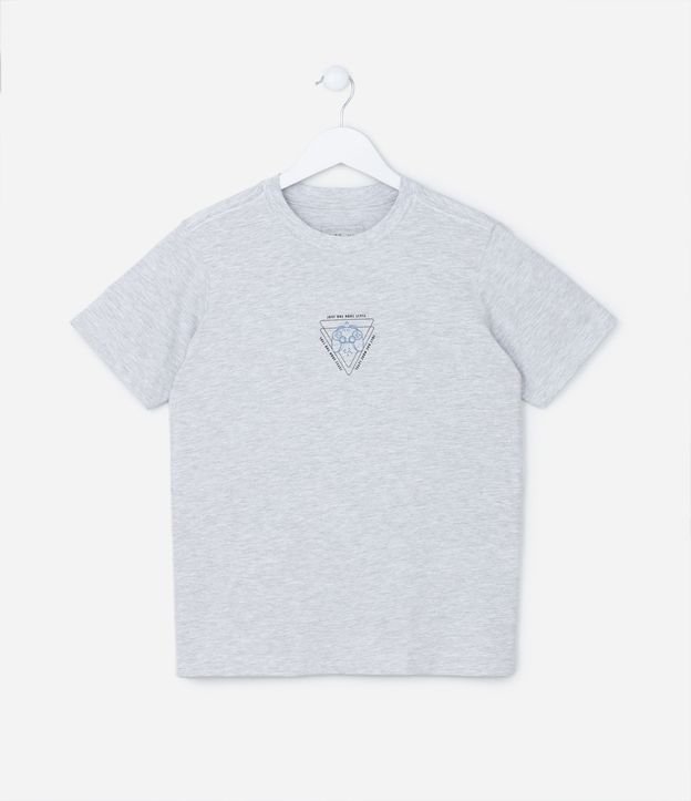 Camiseta Infantil Mescla com Estampa de Vídeo Game - Tam 5 a 14 anos