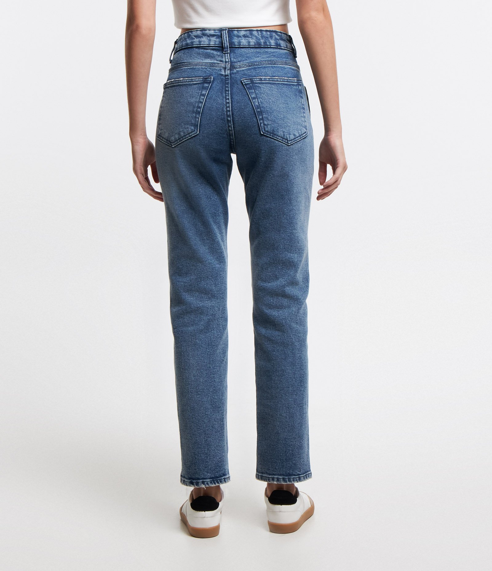 Calça Mom Jeans Elastizada Azul 3