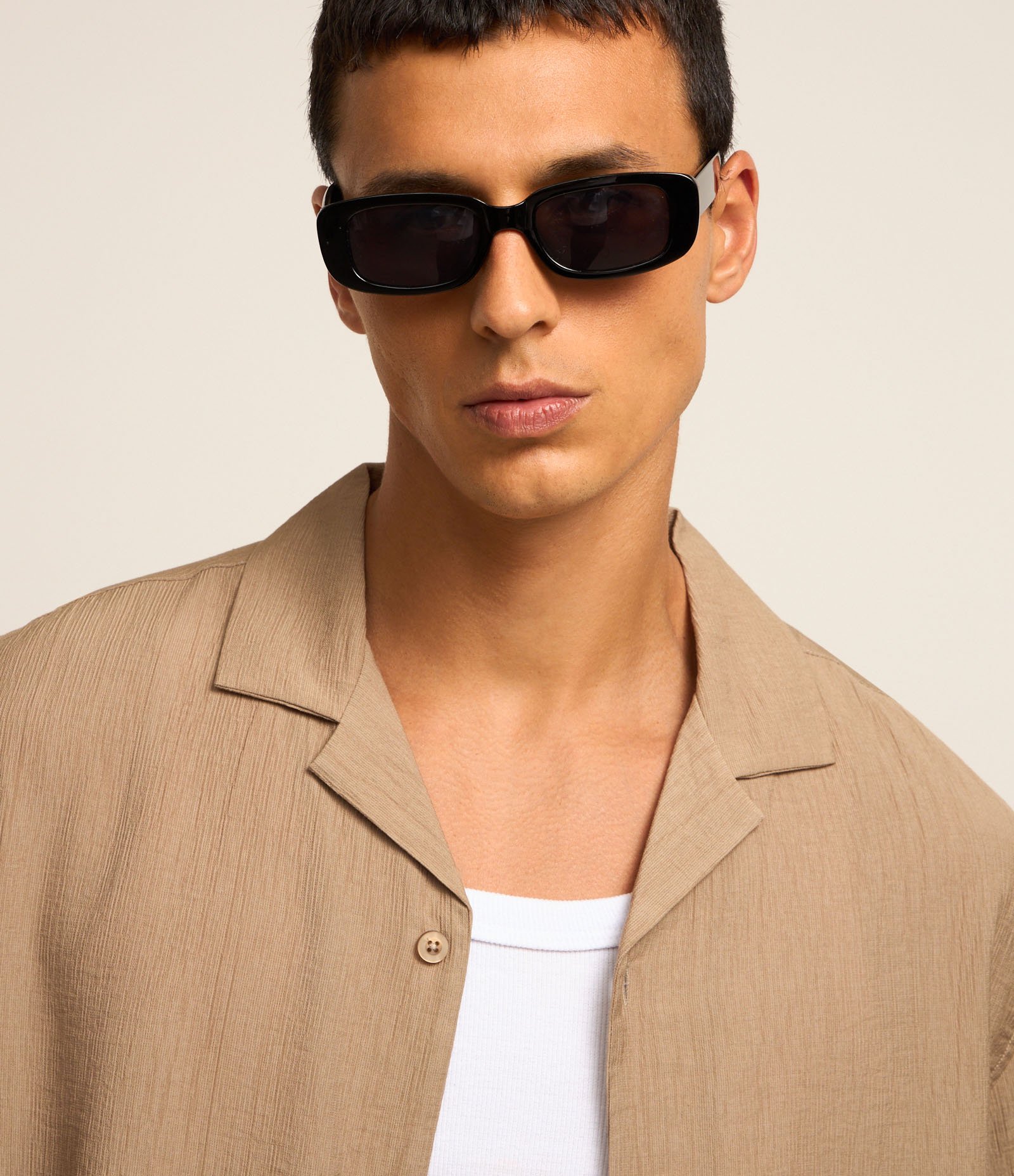 Calça Slim Sarjado Cropped Alfaiatada com Bolsos Bege Claro 5