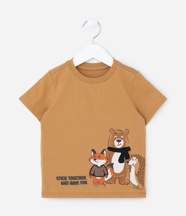 Camiseta Infantil com Bordado Fofinho de Animais - Tam 1 a 5 anos